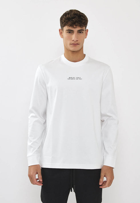 Replay tshirt טישרט ריפליי שרוול ארוך לבן לגבר